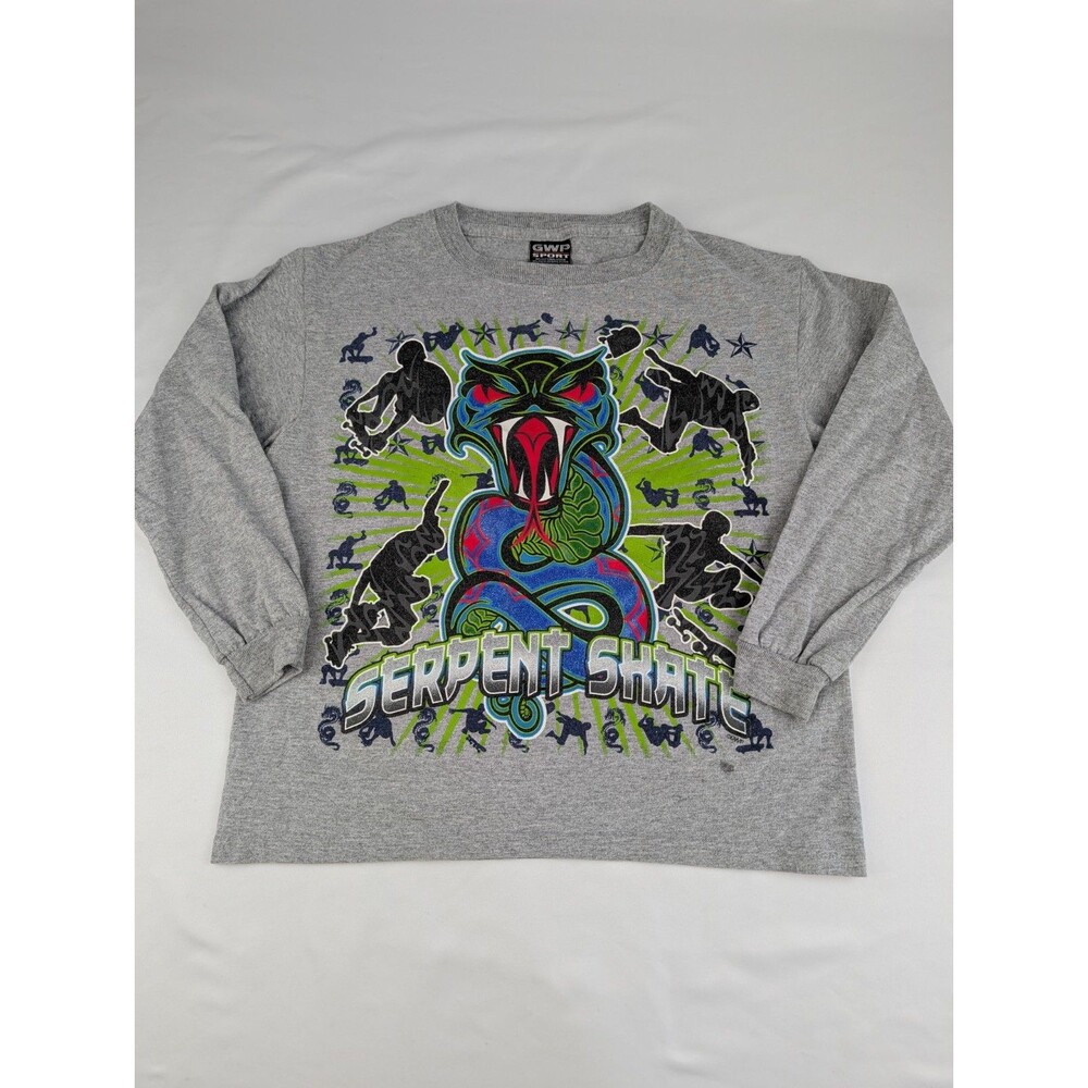Vintage Youth M 8 GWP Long Sleeve Y2K Skate T Shirt Serpent Snake Medium